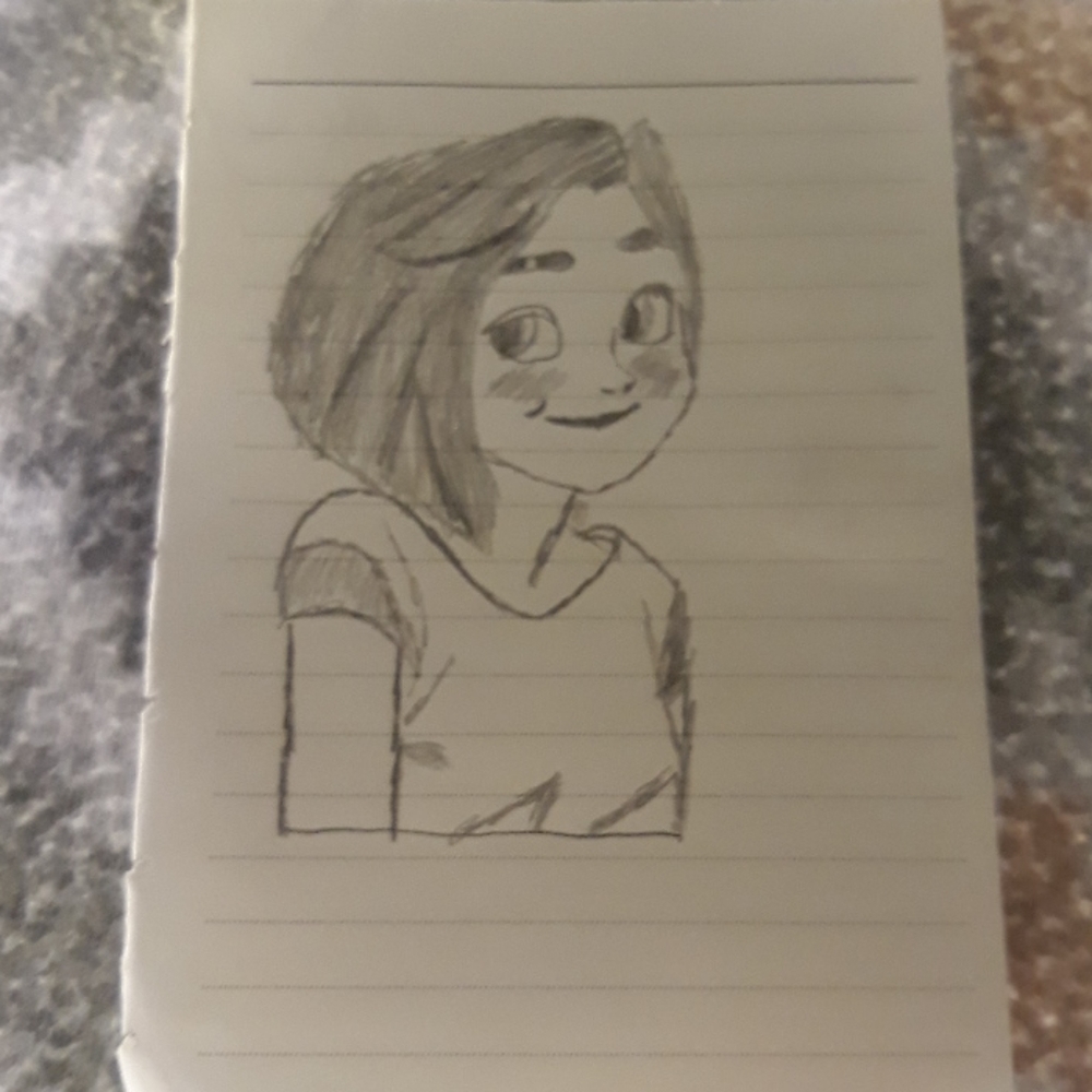 A drawing of a girl